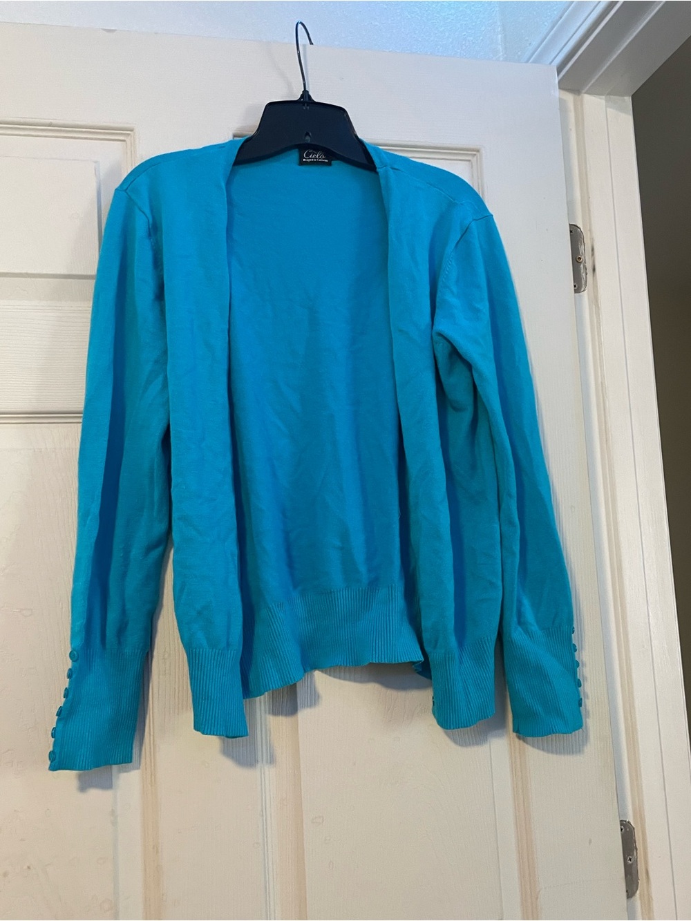 Cielo Women’s Preppy Teal Blue Long Sleeve Buttoned Knit Cardigan Sweaters XL